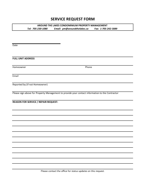 Property Service Request Form Download Pdf