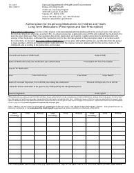 Document preview: Form CCL.027 Authorization for Dispensing Medications to Children and Youth Long-Term Medications (Prescription and Non-prescription) - Kansas