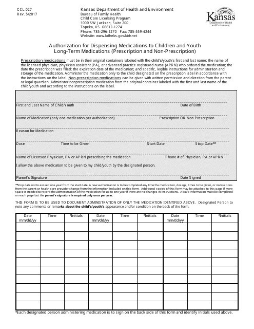 Form CCL.027  Printable Pdf