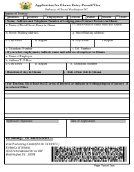Application Form for Ghana Entry Permit/Visa - Embassy of Ghana, Washington Dc, Page 2