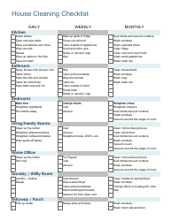 Document preview: House Cleaning Checklist Template - Daily, Weekly, Monthly