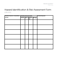 Document preview: Hazard Identification & Risk Assessment Form - Health & Safety Resources