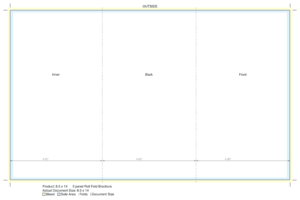 8.5 X 14 Inch 3-panel Roll Fold Brochure Template