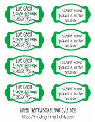 Document preview: Green Theme Basket Tag Templates
