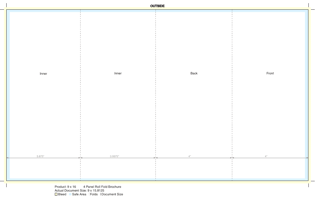 4 Panel Roll Fold Brochure Template