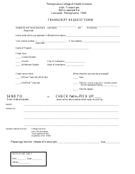 Transcript Request Form - Pennsylvania College of Health Sciences - Pennsylvania, Page 2