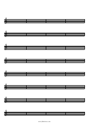Document preview: Blank Staff Paper - 8 Staves, 32 Bars, Treble Clef