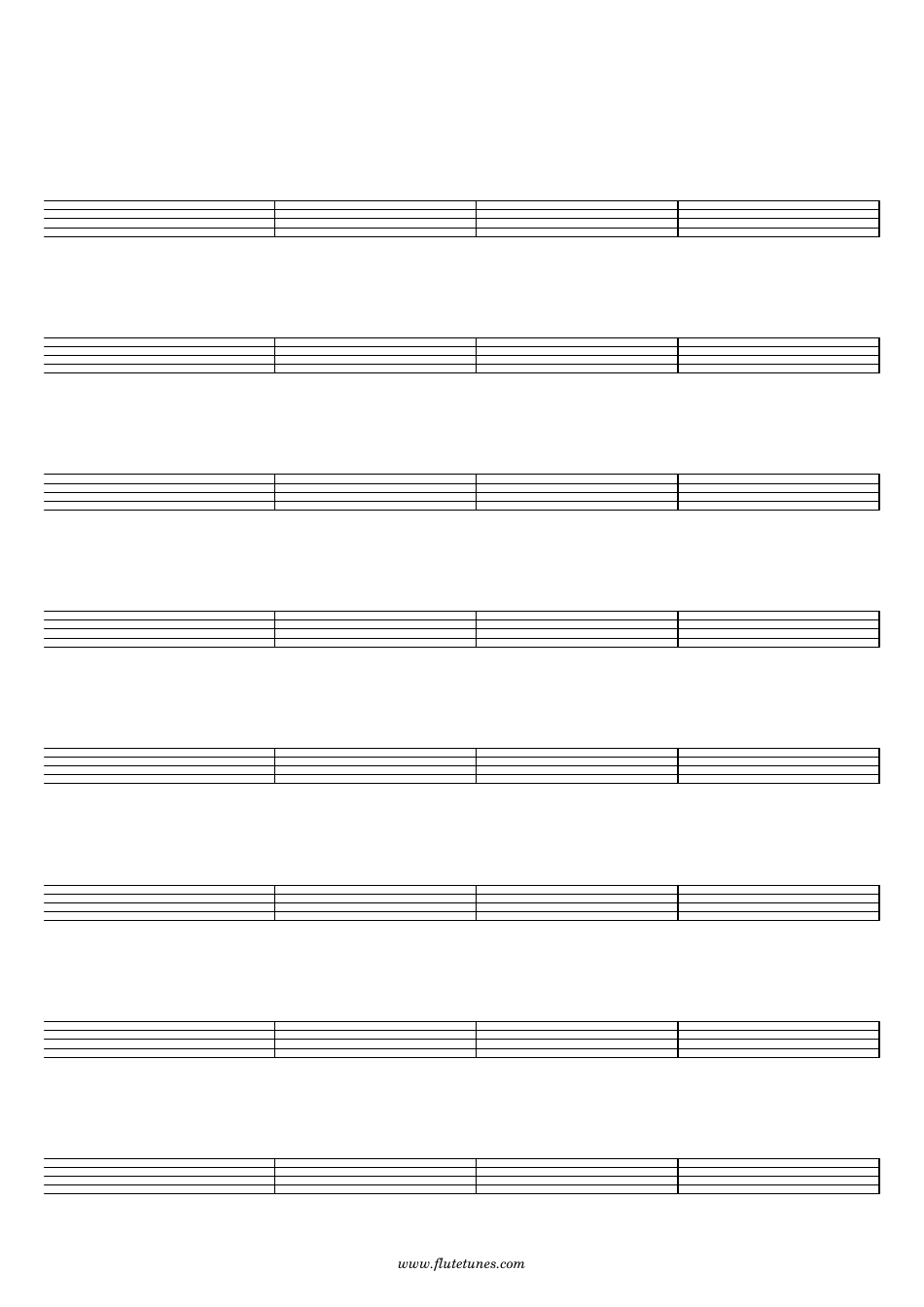 Blank Staff Paper 8 Staves 32 Bars Per Page Download Printable PDF 