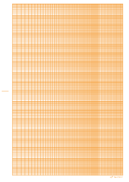 Orange logarithmic graph paper template with 6 decades