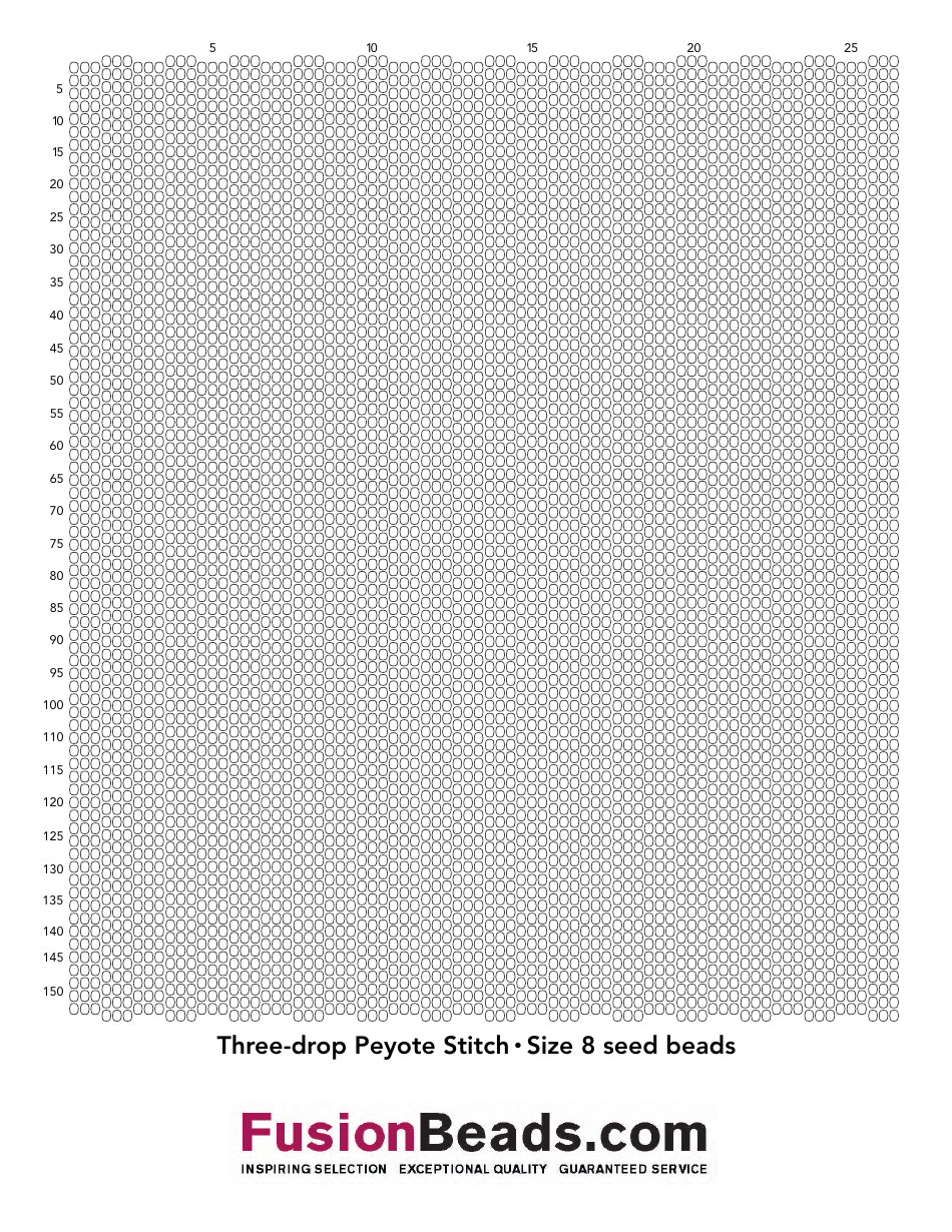 Three-Drop Peyote Stitch Graph Paper - Size 8 Seed Beads