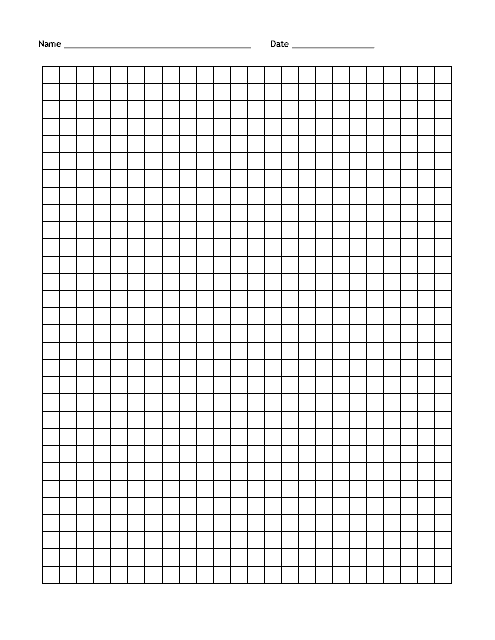 &quot;Black on White Grid Paper Template With Name and Date Boxes&quot; Download Pdf
