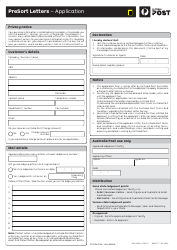 Presort Letters - Application Form - Australia