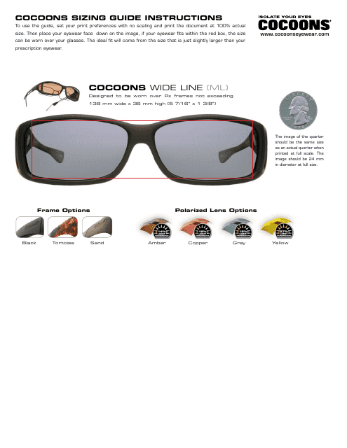 Cocoons Eyewear Sizing Guide Chart