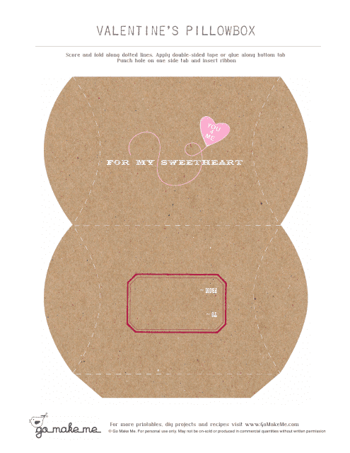 Valentine's Day Pillow Box Craft Template