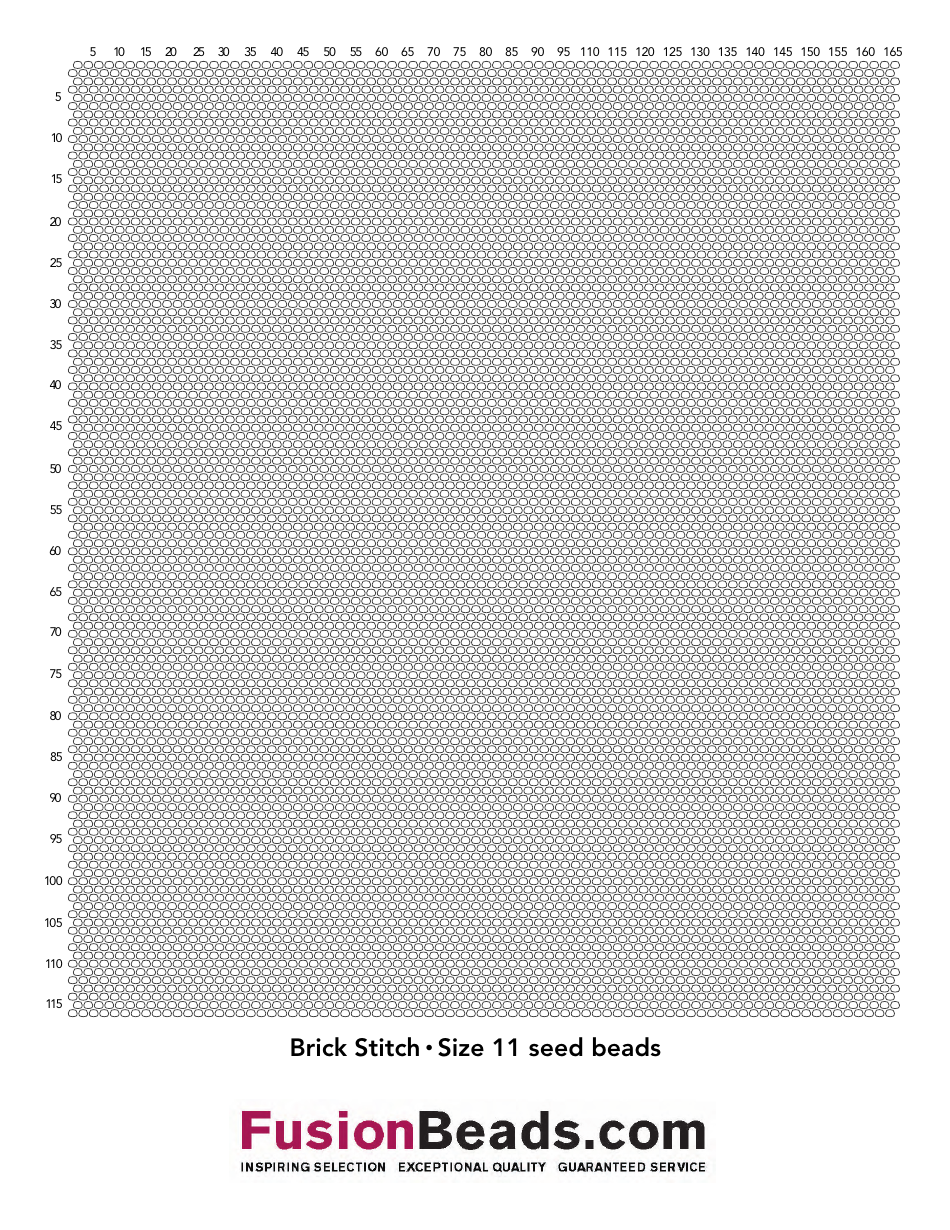 Black Brick Stitch Graph Paper Template - Size 11 Seed Beads