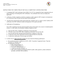 Skills Competency Verification Form - California, Page 2
