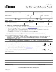 Document preview: Form 13-0043 Application for Car-Share Vehicle Parking Permit - City of Toronto, Ontario, Canada
