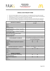Document preview: Annual Leave Request Form - Mcdonald's