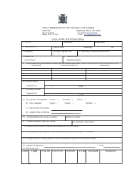 Ottawa, Ontario Canada Zambian Visa Application Form - High Commission