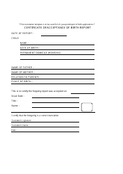 Document preview: Certificate of Acceptance of Birth Report