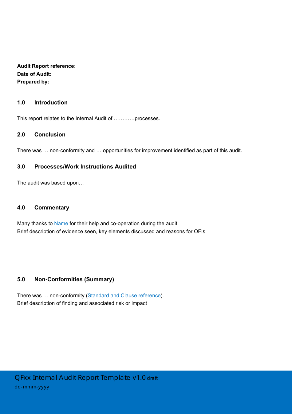 Internal Audit Report Template - Fill Out, Sign Online and Download PDF ...
