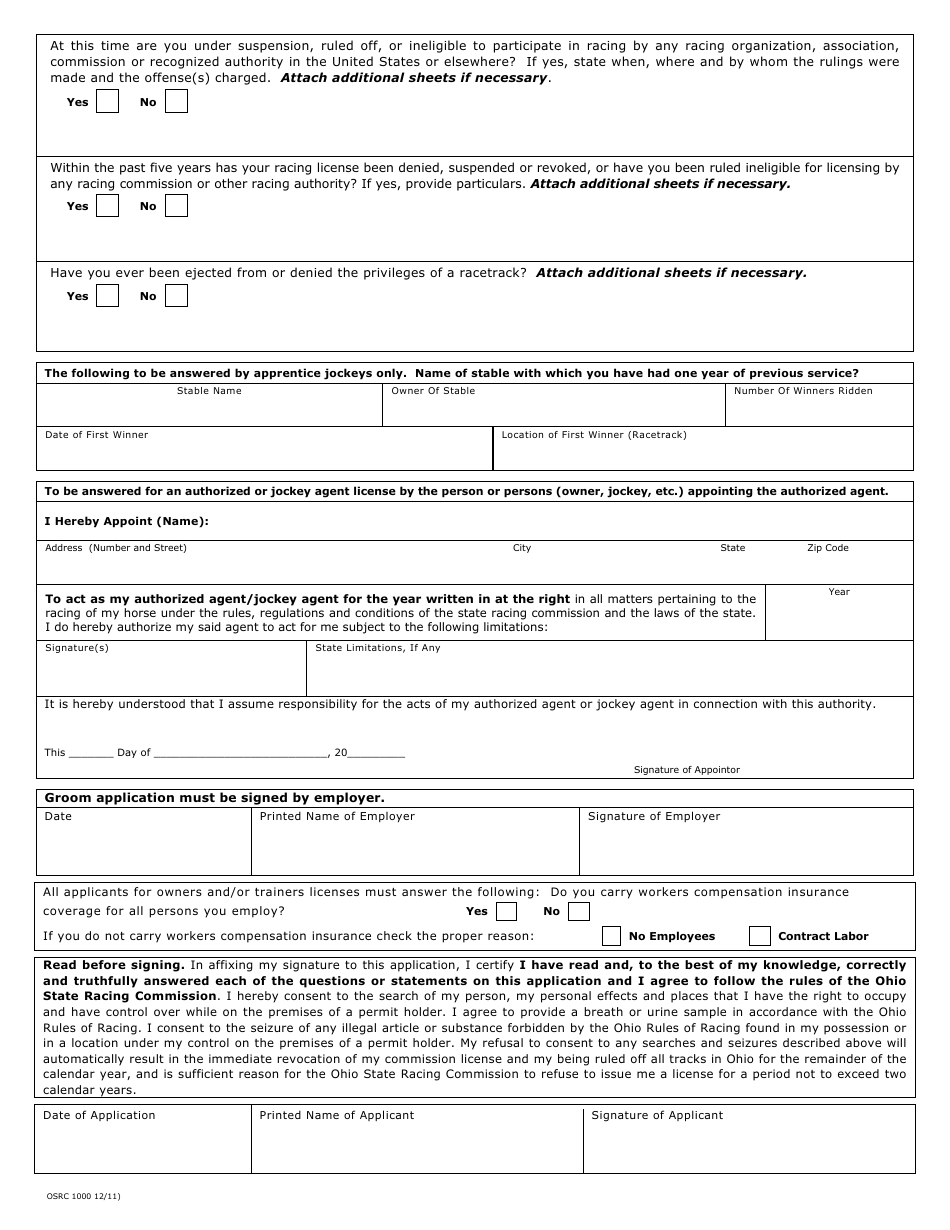 Form OSRC1000 - Fill Out, Sign Online and Download Printable PDF, Ohio ...