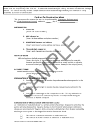 &quot;Contract for Construction Work - Sample&quot; - Oregon