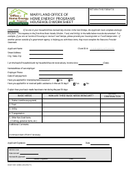 Document preview: Maryland Office of Home Energy Programs Household Worksheet - Maryland