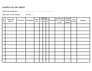 Document preview: Salary Sheet Template