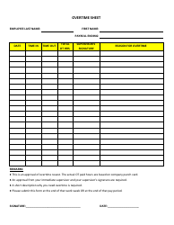 Document preview: Overtime Tracking Sheet Template