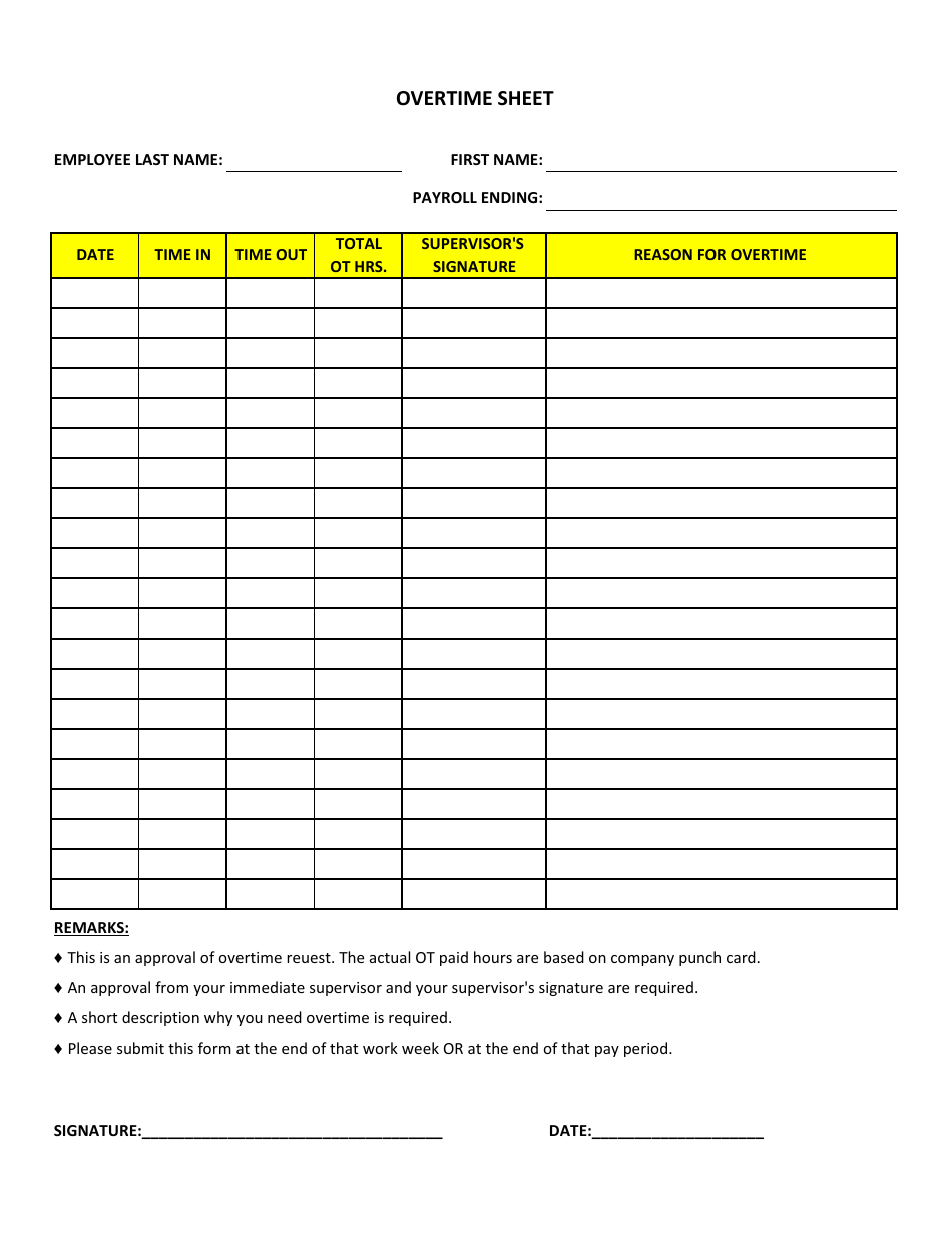 Overtime Tracking Sheet Template Download Printable PDF Templateroller