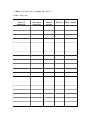 Document preview: Chemical/Substance Inventory Spreadsheet Template