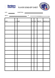 &quot;Player Send-Off Spreadsheet Template - Northern Football League&quot;