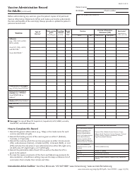 Vaccine Administration Record for Adults Template - Immunization Action Coalition, Page 2
