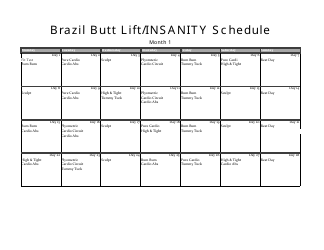 Document preview: Brazil Butt Lift/Insanity Schedule Template