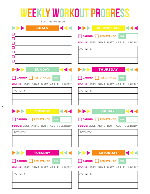 Weekly Workout Progress Tracking Template