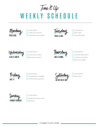 Document preview: Weekly Workout Schedule Template - Tone It up