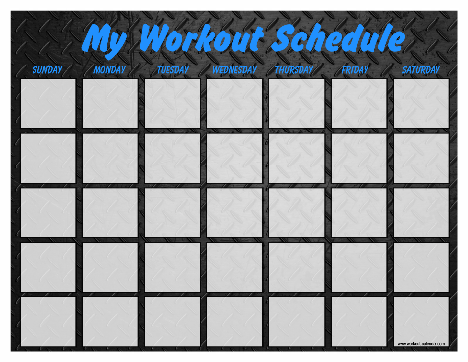 Weekly Workout Schedule Template - Dark Metal Plate, Page 1