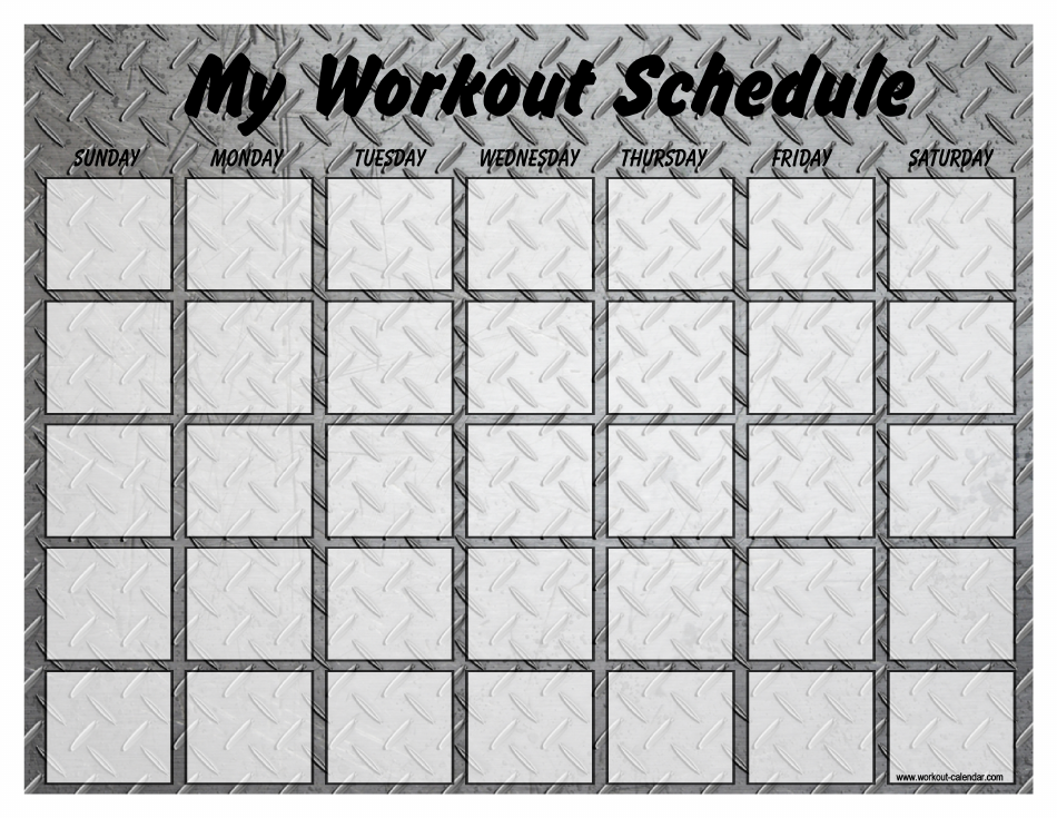 Weekly Workout Schedule Template - Metal Plate