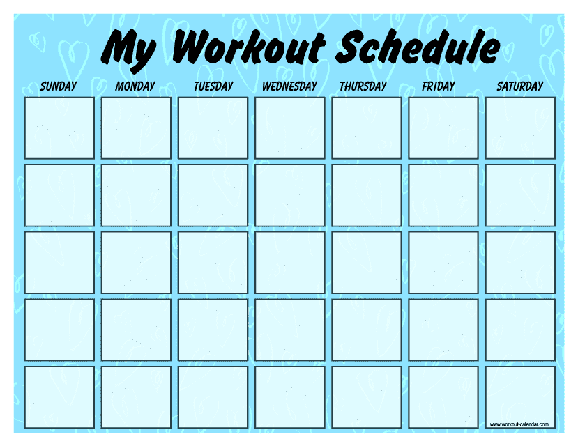 Blue Workout Schedule Template