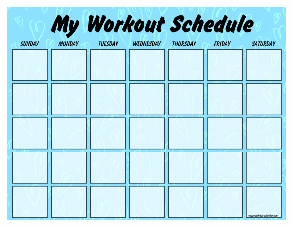 Blue Workout Schedule Template - Preview