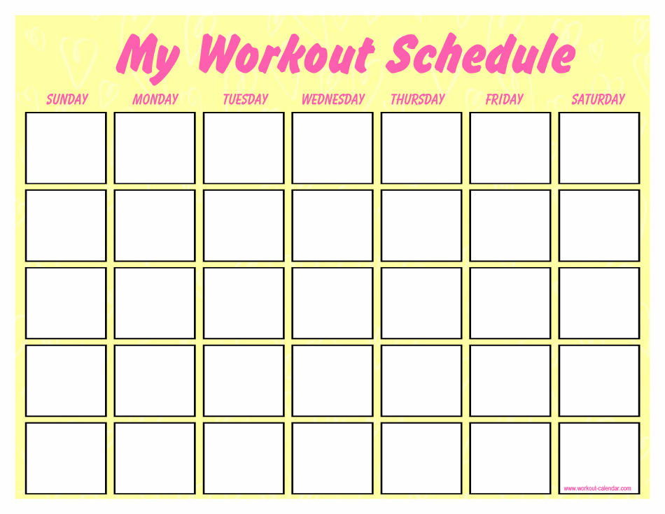 Yellow Workout Schedule Template
