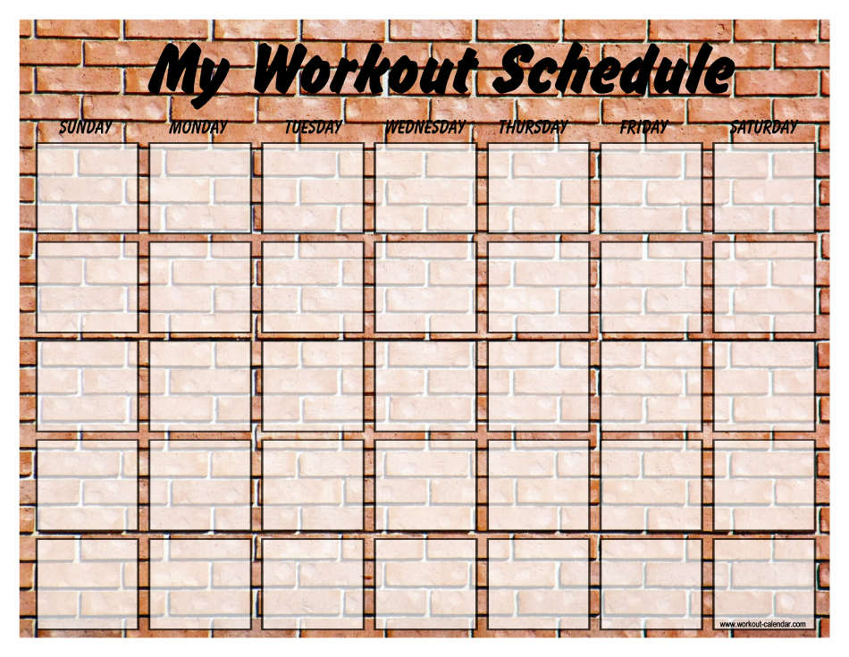 Brick Wall Weekly Workout Schedule Template Preview