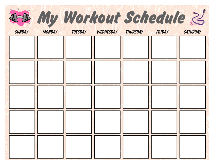 Weekly Workout Schedule Template Beige Download Printable PDF