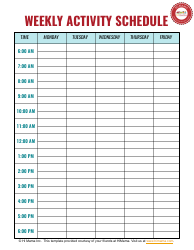 Document preview: Weekly Activity Schedule Template - Monday to Friday - Hi Mama