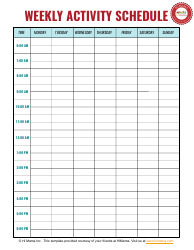 Document preview: Weekly Activity Schedule Template - Monday to Sunday - Hi Mama