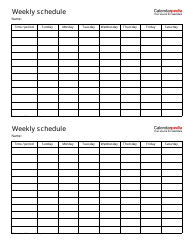 Document preview: Weekly Schedule Templates - Calendarpedia