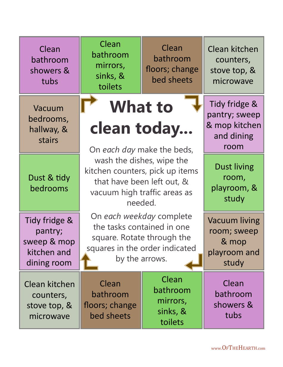 Varicolored Sample Daily Cleaning Schedule
