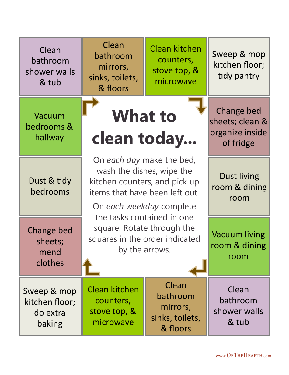 Sample Daily Cleaning Schedule Colorful Download Printable PDF