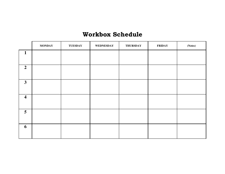 Workbox Schedule Template Download Printable PDF Templateroller